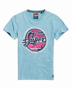 Superdry Acid Graphics Mid Weight Férfi Pólók Kék | RLBOQ4802